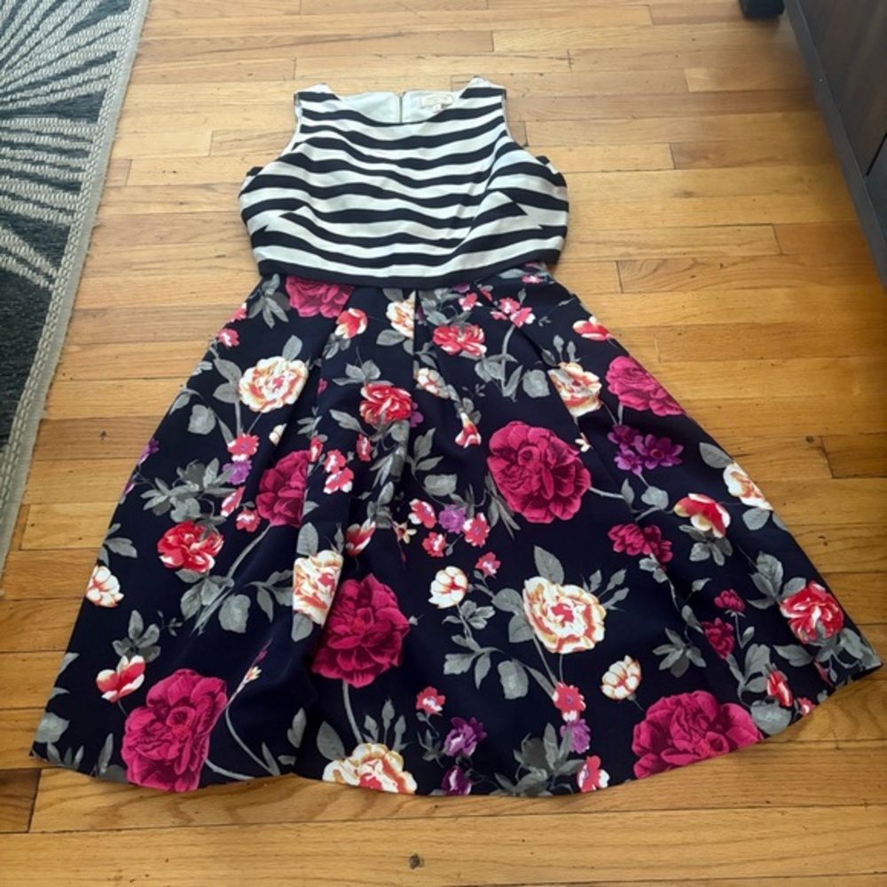Anthropologie Moulniette Soeurs Floral Stripes Dress Size 6